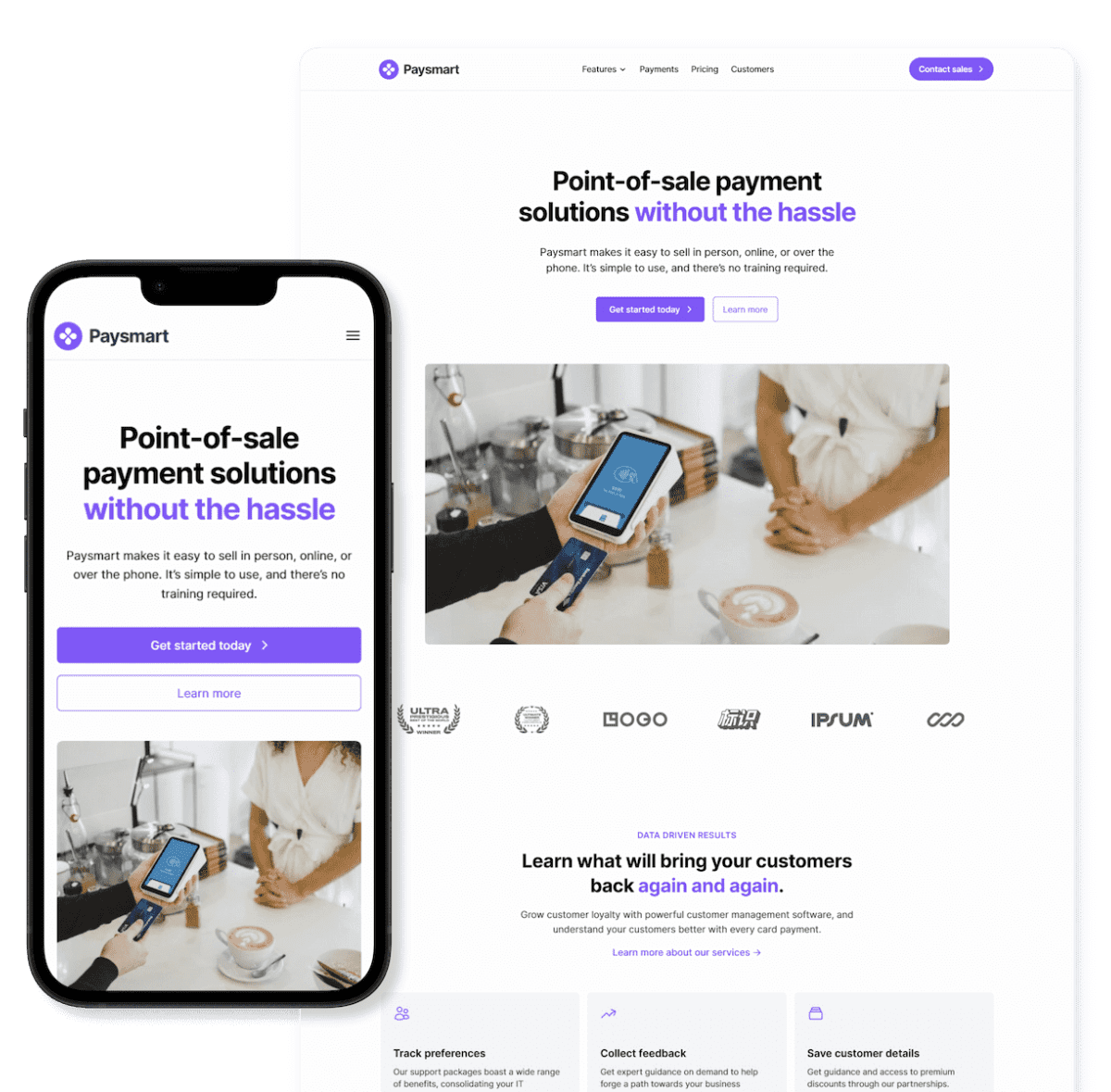 Picture of a web design by Letterwolf on a mobile device and desktop device